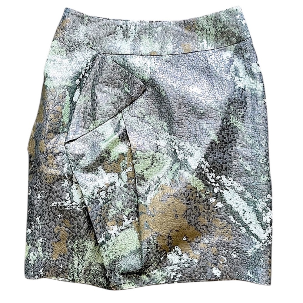 HANII Y silk metal shimmery snake print pencil skirt size 40 like new